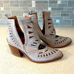 Jeffrey Campbell tan studded booties.